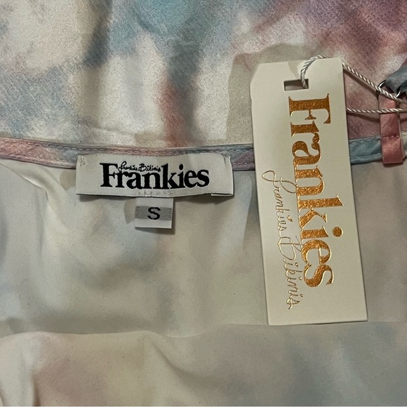 NWT Frankie’s Bikinis Cora Tie Dye Mini Satin Slip Dress Pastel Fairy Whimsical - Picture 10 of 16